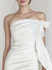 White Trumpet/Mermaid Chiffon Off the Shoulder Sleeveless Floor Length Dress
