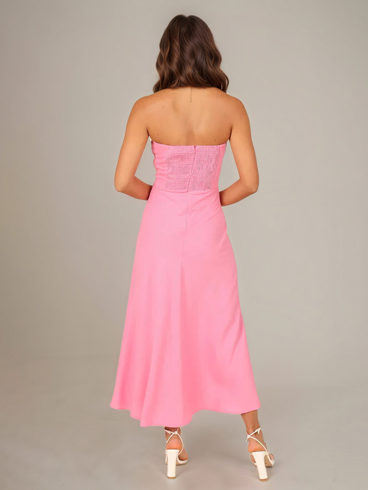 Pink Chiffon A Line Off The Shoulder Sleeveless Ankle Length Bridesmaid Dress