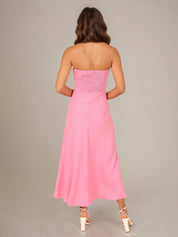 Pink Chiffon A Line Off The Shoulder Sleeveless Ankle Length Bridesmaid Dress