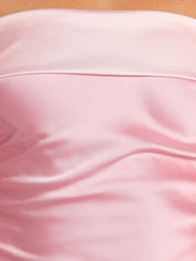 Pink Satin Sheath/Column Off The Shoulder Sleeveless Ankle Length Bridesmaid Dress