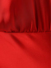 Red Satin Sheath/Column High Neck Sleeveless Ankle Length Bridesmaid Dress