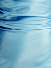 Iceberg Blue Sheath/Column Satin Spaghetti Straps Sleeveless Floor Length Dress