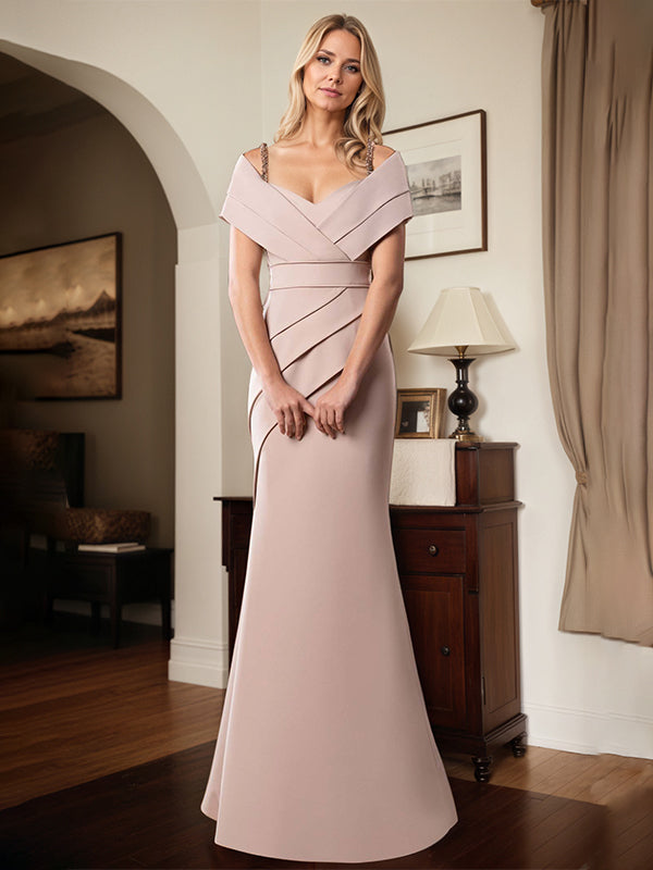 Trumpet/Mermaid Spaghetti Straps Floor Length Stretch Crepe Mother Of The Bride Dress