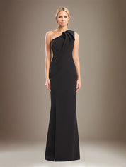 Sheath/Column One Shoulder Sleeveless Stretch Crepe Mother Of The Bride Dress With High Slit