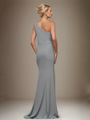 Trumpet/Mermaid One Shoulder Sleeveless Chiffon Mother Of The Bride Dress With Appliques
