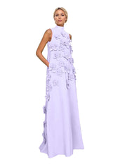 Onions Purple Rose Flower Maxi Dress