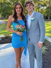 Strapless Daraped Short Homecoming Party Dress