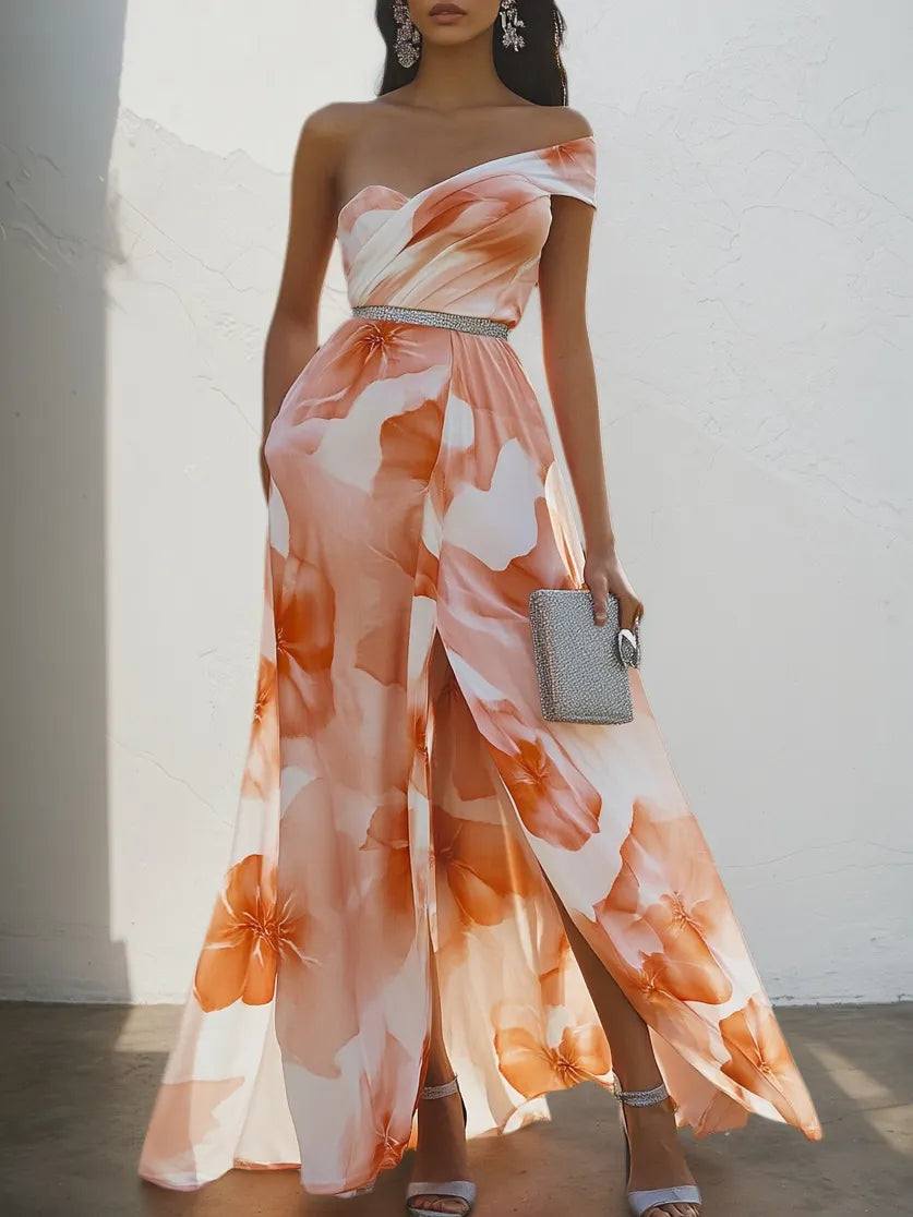 orange multicolor dress Orange Tropical Print Cotton Maxi Dress - Vacation Ready