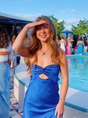 Strapless Twist Short Homecoming Dress with Keyhole