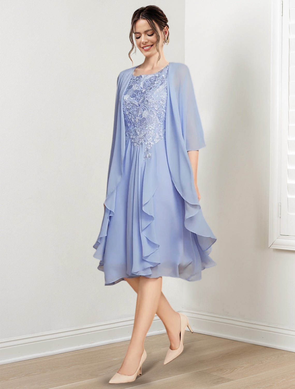 A-Line/Princess Scoop Knee-Length Mother of the Bride Dresses main image 1