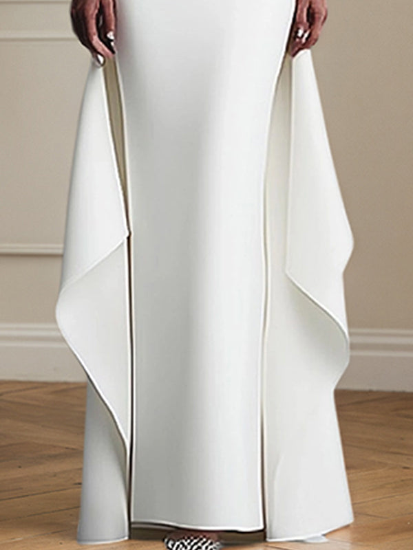 White Formal Elegant Dress Off The Shoulder Floor Length Dress
