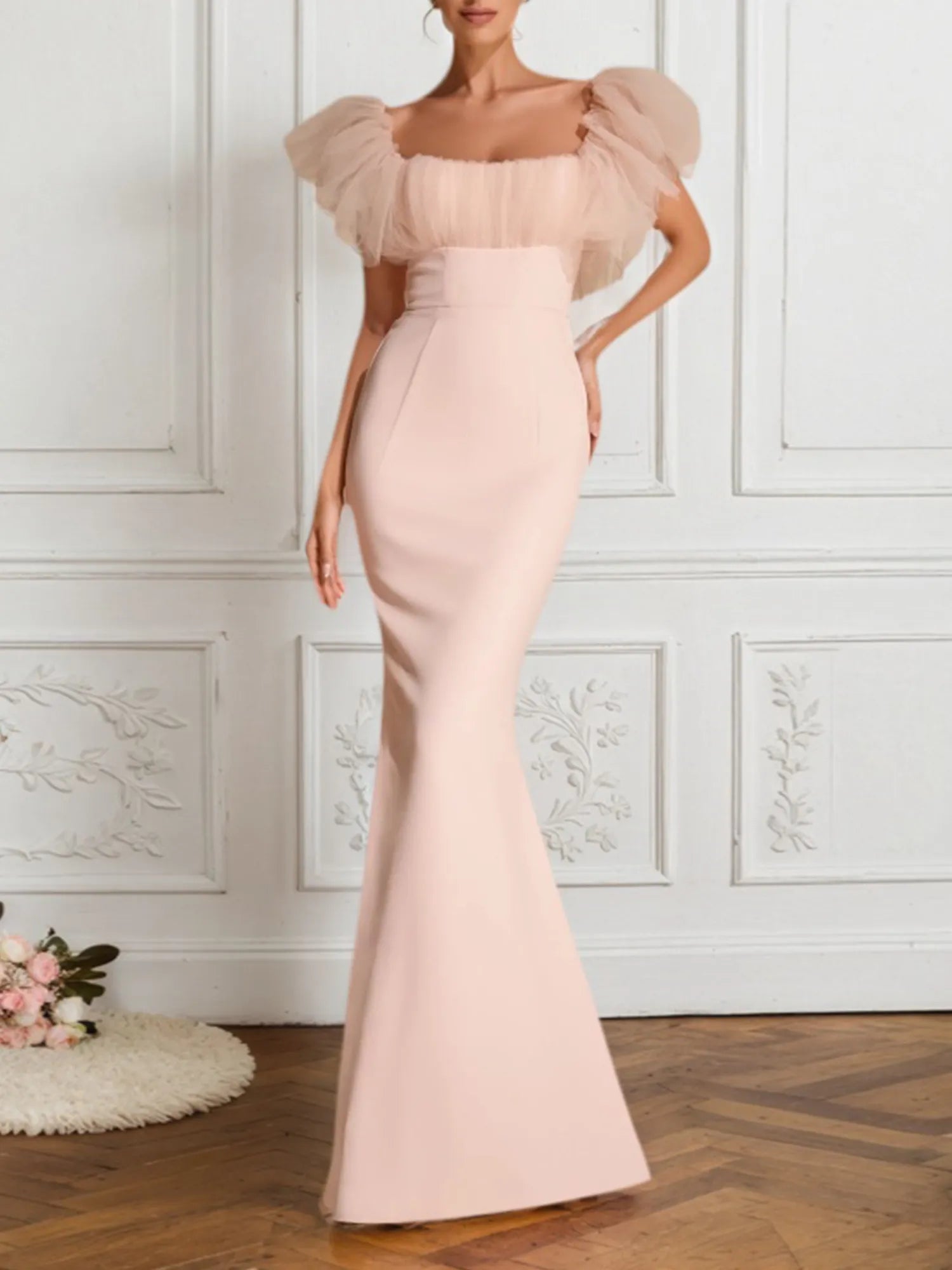 light pink formal maxi dress Dreamylily Women Evening Gown Off The Shoulder Mermaid Ombreprom Beach Wedding Dress Tangier Color:Blue* 5 Longer At Back