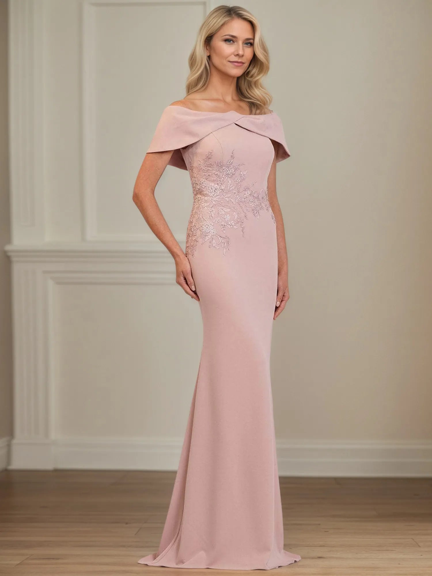 trumpet mermaid mother of the bride dress Dreamylily Women Trumpet/Mermaid Off the Shoulder Floor Length Stretch  Crepe Mother Of the Bride Dress