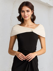 Black Sheath/Column Asymmetrical Neckline Sleeveless Chiffon Dress With High Slit