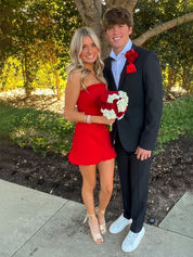 A-Line Strapless Mini Homecoming Dress with Ruffles