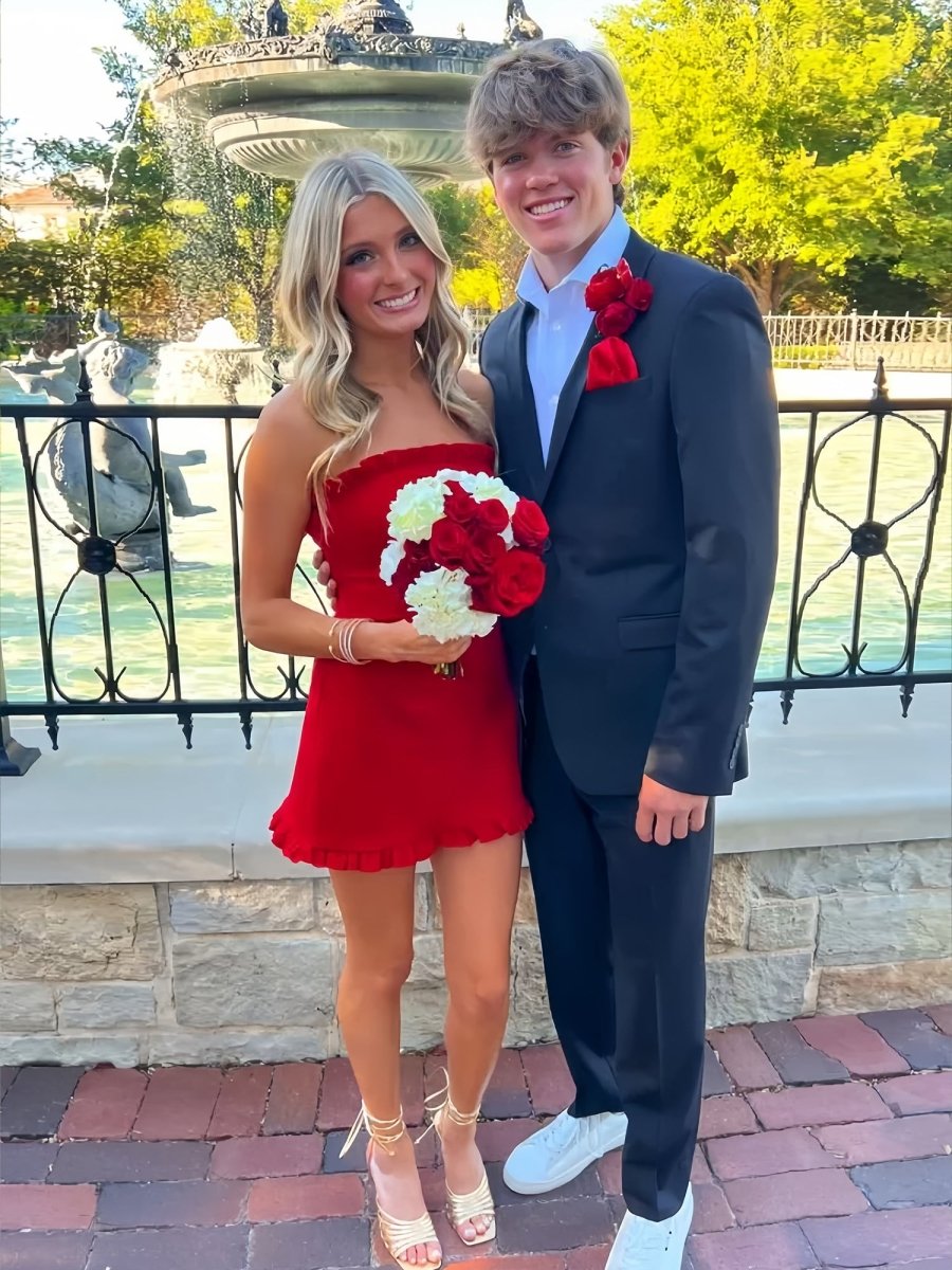 A-Line Strapless Mini Homecoming Dress with Ruffles