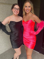 Black_Strapless_Ruched_Short_Homecoming_Dress