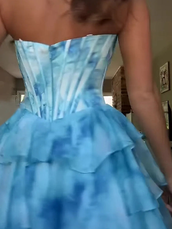 Sweetheart Strapless A-Line Beaded Floral Homecoming Dress