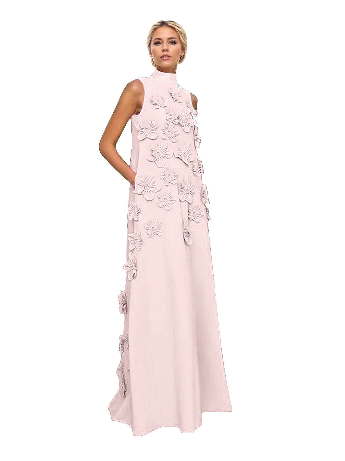 Onions Purple Rose Flower Maxi Dress