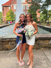 Bodycon Strapless Short Homecoming Dress with 3D Rosette Bodice