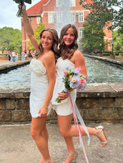 Bodycon Strapless Short Homecoming Dress with 3D Rosette Bodice