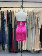 Fuchsia Bodycon Strapless Sweetheart Short Homecoming Dress with Keyholes