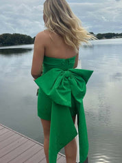 Green Strapless Tight Homecoming Mini Dress with Bow