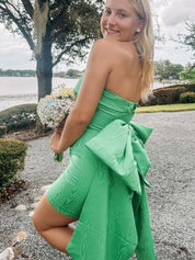 Green Strapless Tight Homecoming Mini Dress with Bow