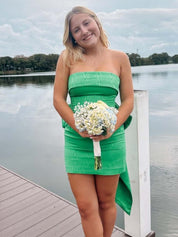 Green Strapless Tight Homecoming Mini Dress with Bow