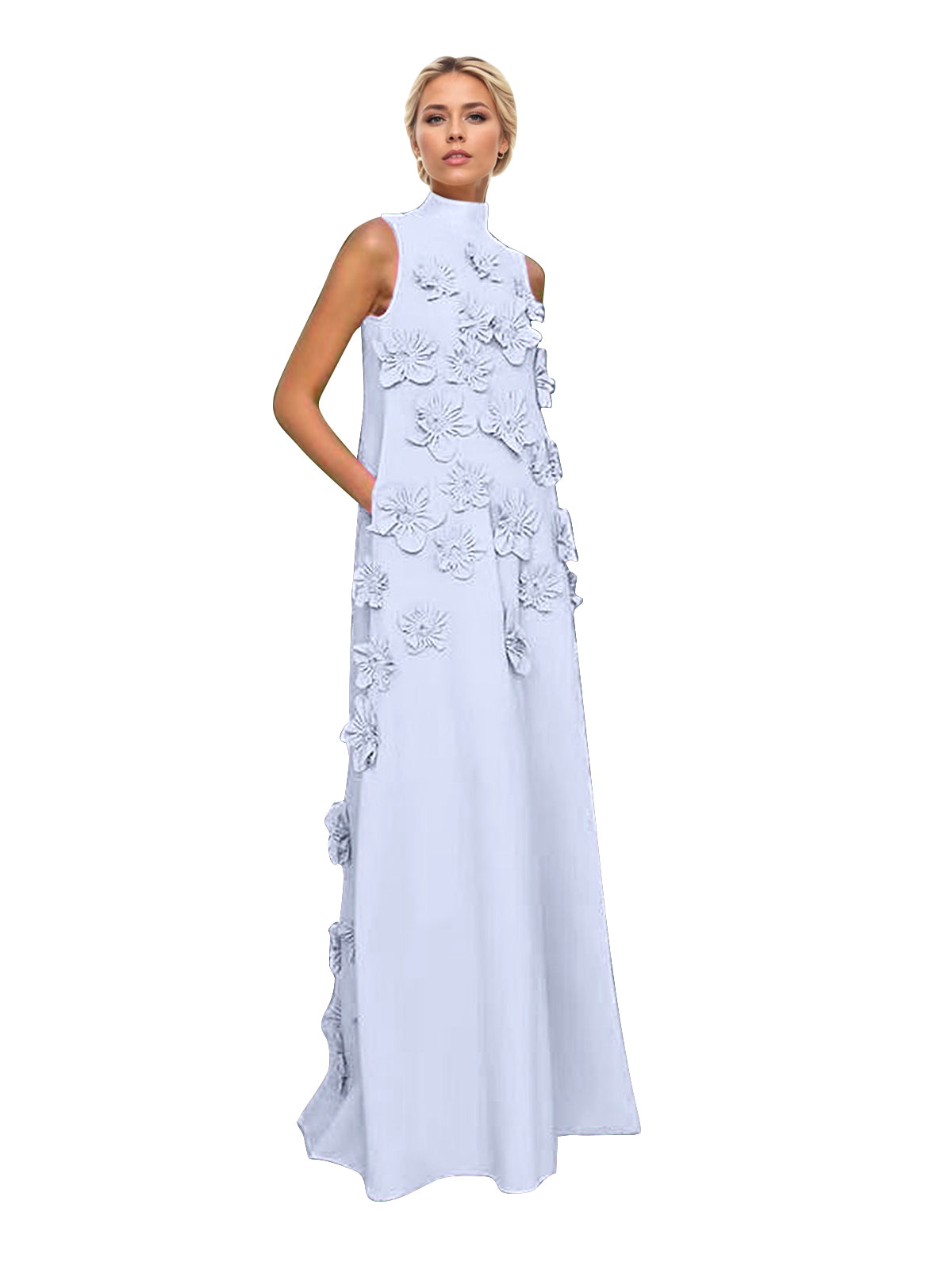 Onions Purple Rose Flower Maxi Dress