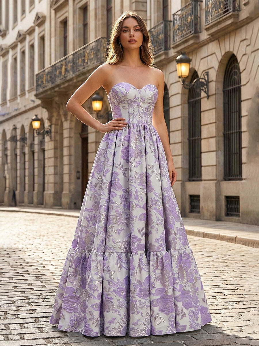 chinese dress ladies Bordeaux Brocade Ball Gown– Teuta Matoshi main image 0
