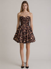 Leopard Print Strapless Sweetheart Corset Short Homecoming Dress