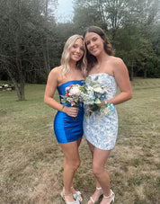 Light Blue Strapless Short Homecoming Mini Dress