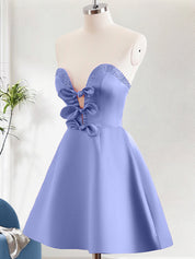 Light Purple A Line Strapless Cut Out Homecoming Dress with Beading