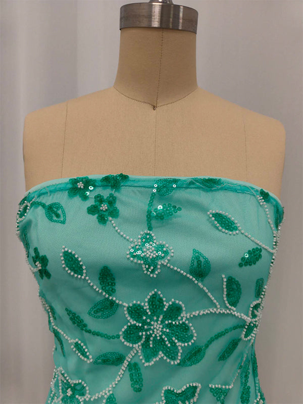 Mint Strapless Sequin Short Homecoming Dress with Appliques