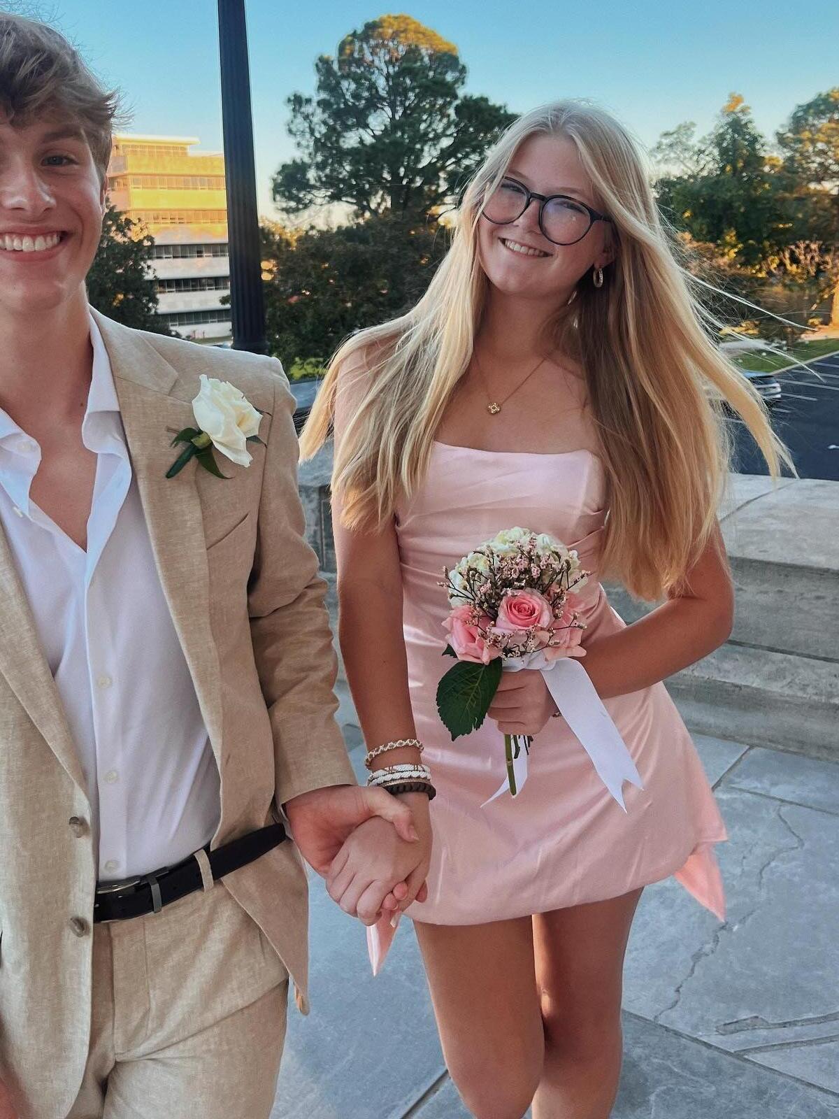 Strapless Satin Short Homecoming Dress