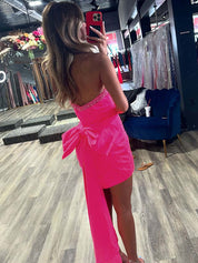 Pink Strapless Short Homecoming Dress with Bow