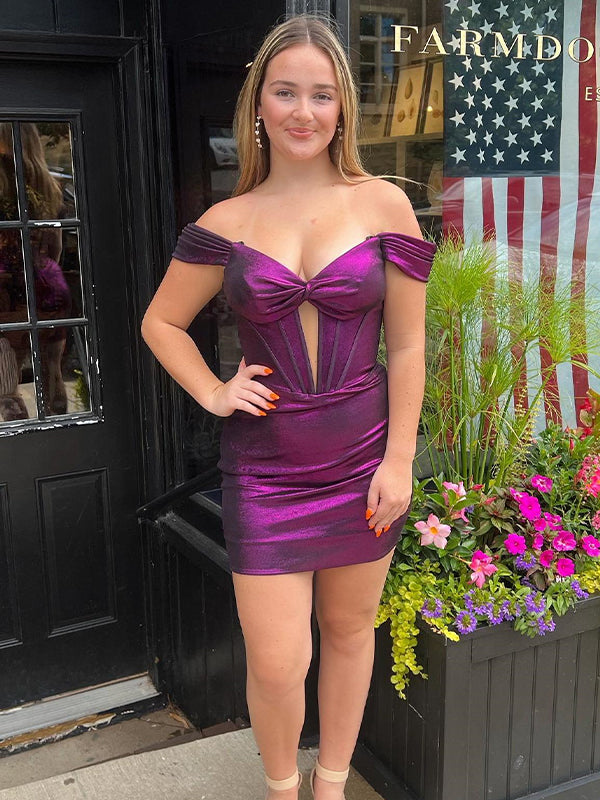 Mermaid Off the Soulder Knotted Tight Short Homecoming Dress