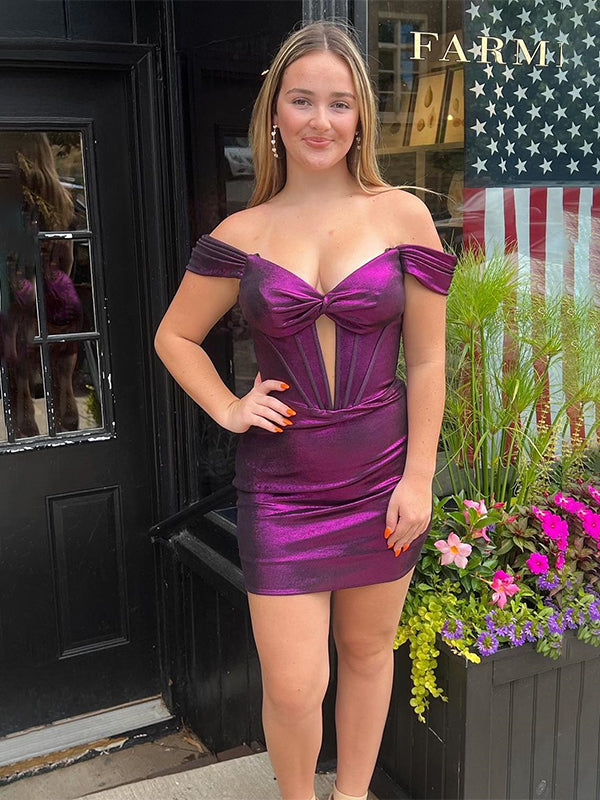 Mermaid Off the Soulder Knotted Tight Short Homecoming Dress