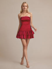Strapless Satin Short Homecoming Dress