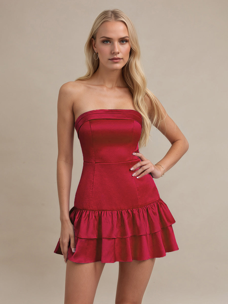 Strapless Satin Short Homecoming Dress