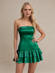 Strapless Satin Short Homecoming Dress