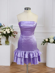 Sheath Strapless Mini Homecoming Dress with Ruffles