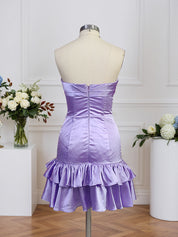 Sheath Strapless Mini Homecoming Dress with Ruffles