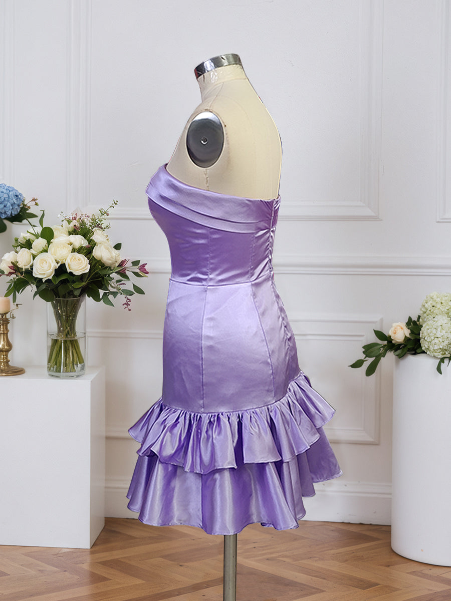 Sheath Strapless Mini Homecoming Dress with Ruffles