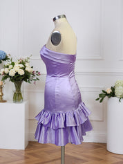 Sheath Strapless Mini Homecoming Dress with Ruffles