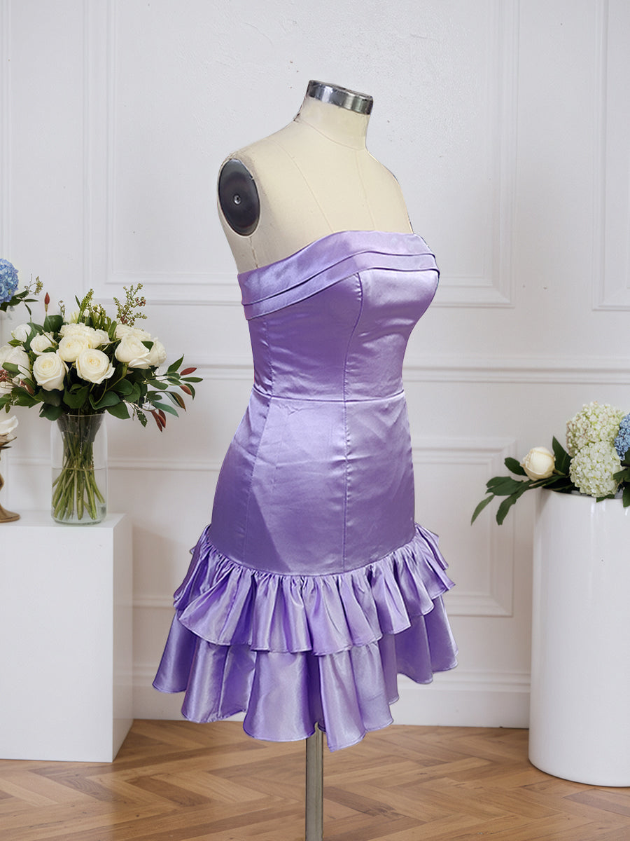 Sheath Strapless Mini Homecoming Dress with Ruffles