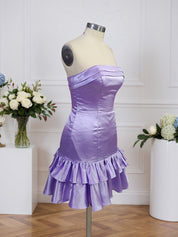 Sheath Strapless Mini Homecoming Dress with Ruffles