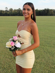 Sheath Strapless Short Homecoming Dress with Keyhole