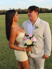 Sheath Strapless Short Homecoming Dress with Keyhole